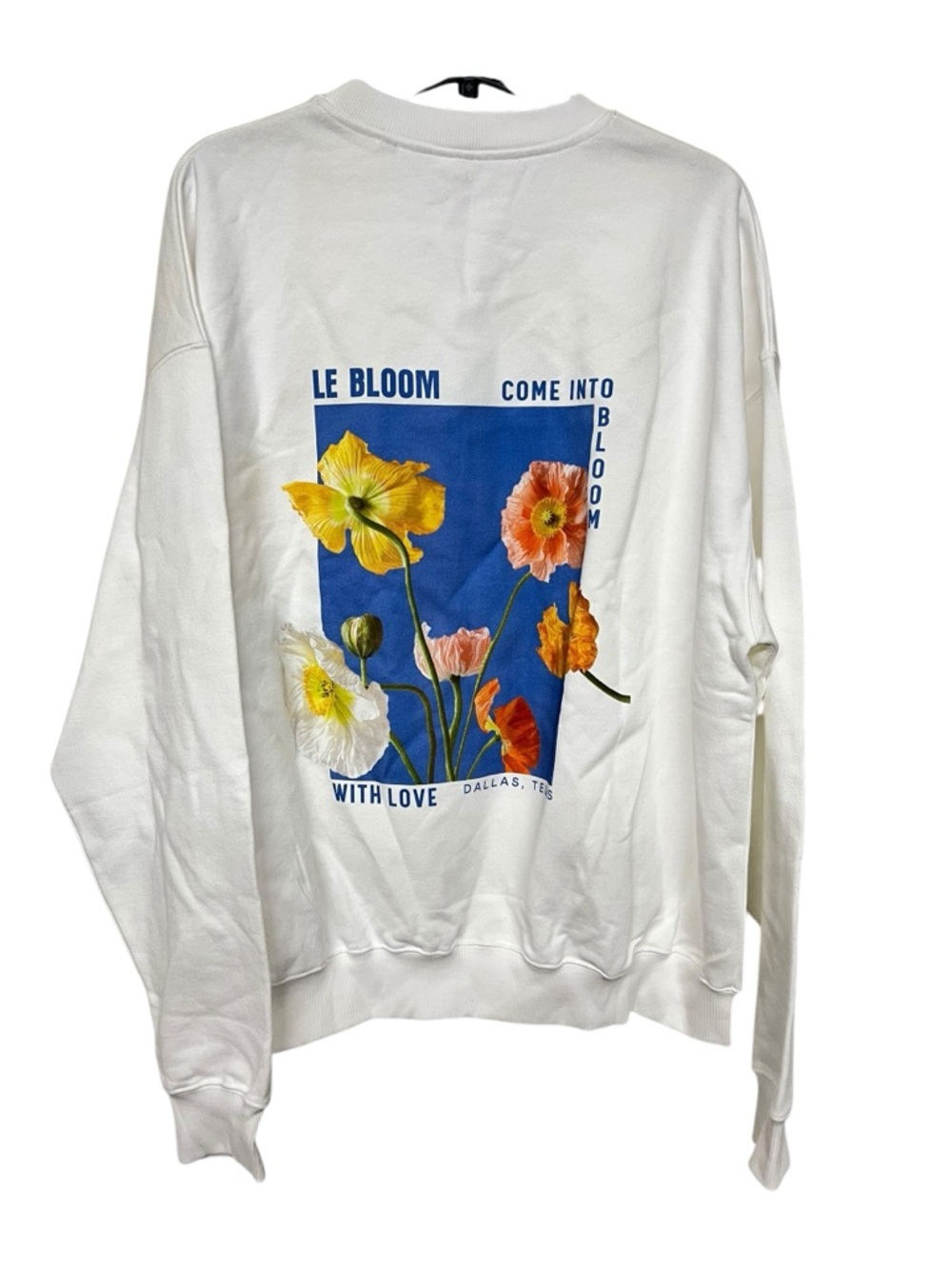 NEW Le Bloom Dallas White Crewneck Sweatshirt Floral